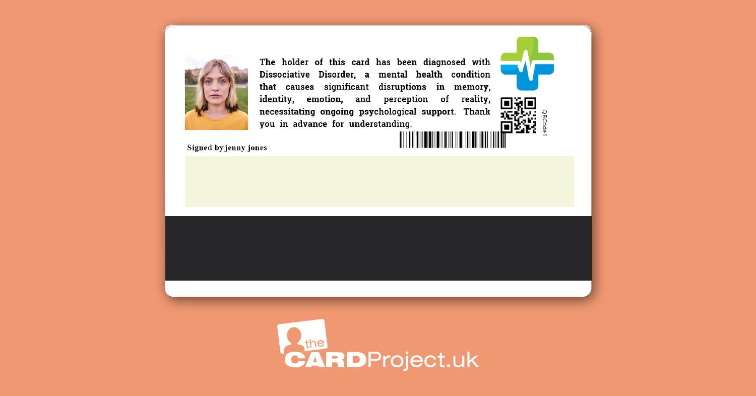 Premium Dissociative Disorder Medical ID Card (REAR)